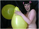 Xev blows up two balloons nice and tight