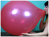 Debby blows to burst the same balloon twice