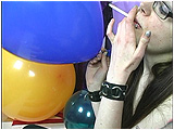 Video clip for sale of Nicky smoking while inflating and not popping the balloon