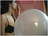 Video clip for sale of Brooke smoking a Marlboro light cigarette while inflating a clear balloon