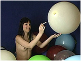 Debby smokes, inflates and cig-pops balloons