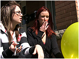 Video clip for sale of Holly and Raven giving balloons the kiss of death