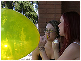 Video clip for sale of Holly and Raven sharing a balloon and cigarette outside