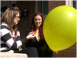 Video clip for sale of Raven and Holly sharing a big balloon and a cigarette outdoors