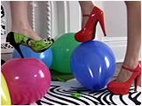 Video clip for sale of Holly and Raven playing balloon-popping games in high heeled shoes